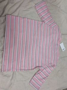 Pink Striped Long Sleeve Top