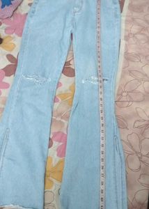 Light Wash Split Hem Jeans