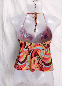 Retro Swirl Print Halter Top