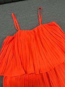 Orange Pleated Jumpsuit