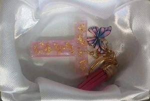 Resin Letter C Keychain with Seashells