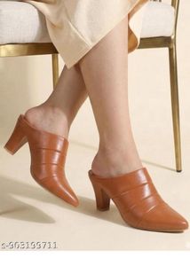 Chic Tan Heeled Mules