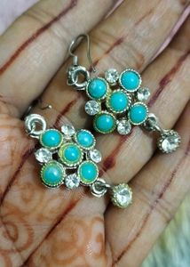 Brand new Turquoise & Crystal Dangle Earrings