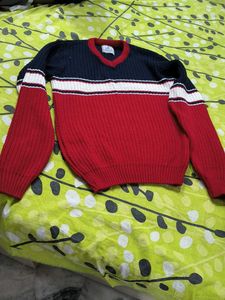 V-Neck Striped Knit Sweater