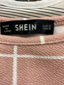 Shein Pink Grid Crop Top size S