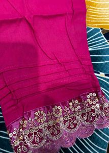 Vibrant Pink Embroidered Pants