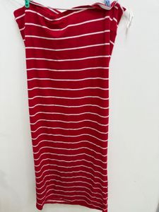 shein Red &amp; White Striped Tube Skirt