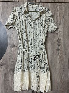 Bohemian Print Dress with Belt