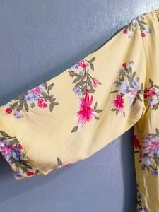 Yellow Floral Print Tunic Top