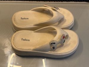 Cute White Flip Flops with Bow