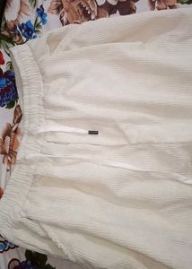 Cream Corduroy Wide Leg Pants
