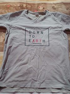 Graphic Print T-Shirt - "DOWN TO EARTH"