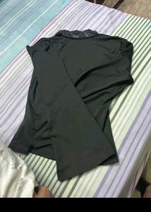 Black Lace Trim Deep V-Neck Top