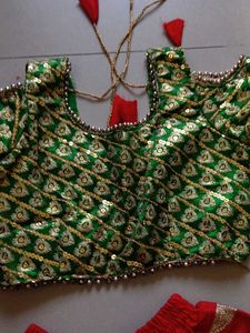 6-8 years girls Red &amp; Green Lehenga Choli Set