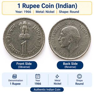 Old One Rupees Coin 1889 - 1964