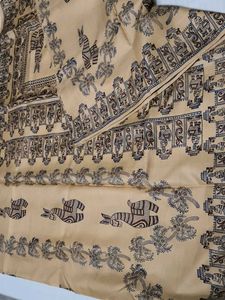 Bishnupuri Katan Silk BlockPrint Traditional Saree