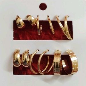 Gold Hoop Earring Set of 6 Combo