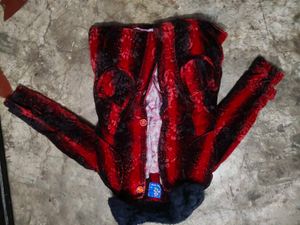 Red and Black Floral Patterned Jacket