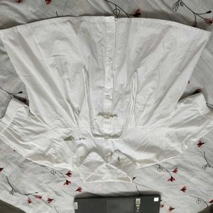 White Mandarin Collar Blouse