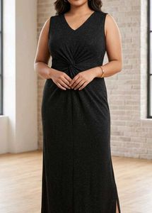 Sparkly Black Knot Detail Dress