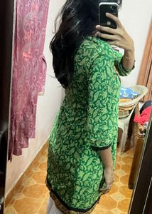 Green Printed Kurta