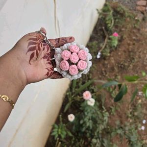 Handmade Crochet Flower Bouquet Keychain