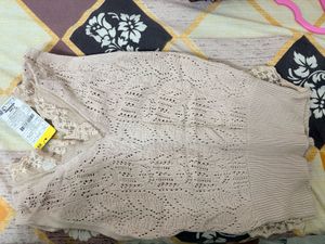 Sheer Lace Trim Knit Top