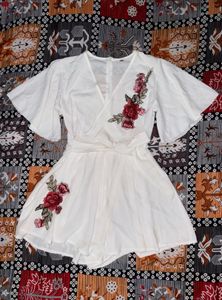 White Floral Romper Dress