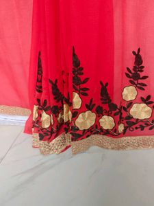 Elegant Red Embroidered Saree