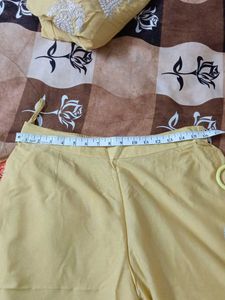 Yellow Kurti with Pant And Dupatta