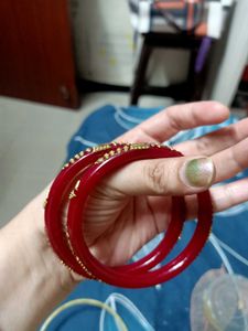 Royal Red Golden Kada Set