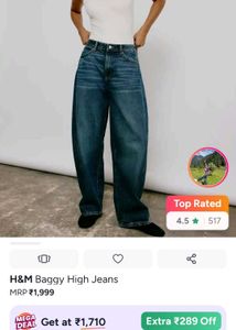 H&amp;M wide leg barrel jeans