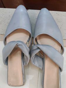 Light Blue Twist Detail Mules