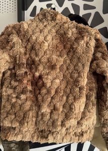 Fuzzy Brown Cropped Jacket