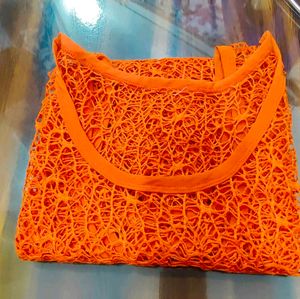 Vibrant Orange Lace Tank Top