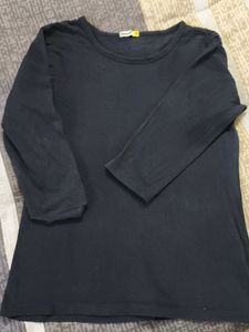 Classic Black 3/4th Sleeves Tee Tshirt Top Women