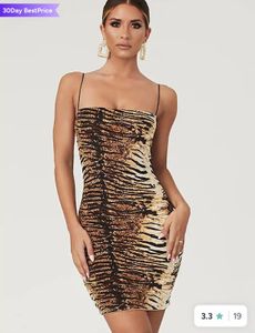 Sexy Tiger Print Ruched Mini Dress
