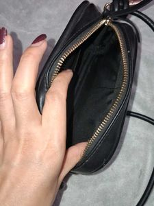 Chic Black Faux Leather Crossbody Bag