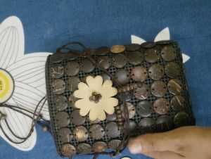 Boho Coconut Shell Bag with Flower