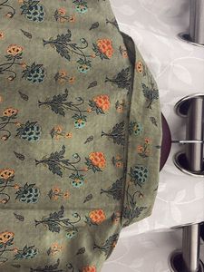 Elegant Olive Green Floral Print Kurta