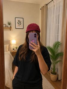 Maroon Textured Bucket Hat