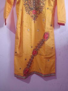 Vibrant Yellow &amp; Pink Patiala Suit Set