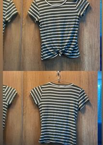 Striped Knot-Front Tee