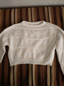 White Knit Cropped Sweater