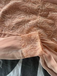 Elegant Peach Embroidered Gown
