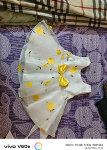 babyhug Girl's White &amp; Yellow Dress