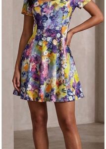 Vibrant Floral Print Fit & Flare swim suit
