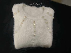 🤍✨ Aesthetic Soft White Faux Angora Pearl Sweater