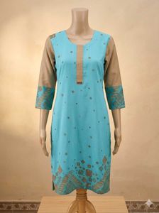 Stylish Blue Kurta with Contrast Sleeves and it,s
