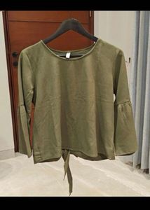 Chic Olive Green Bell Sleeve Top